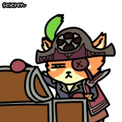 1boy animated animated_gif cat_boy eyepatch hat lowres pirate pirate_hat seseren treasure_chest