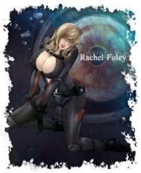 Rule 34 | 1girl, blonde hair, breasts, character name, large breasts, no bra, rachael foley, resident evil, resident evil: revelations, solo