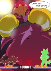 Rule 34 | 1girl, boxing gloves, breasts, creatures (company), english text, engrish text, furry, furry female, game freak, gen 3 pokemon, gloves, highres, nintendo, no humans, pokemon, pokemon (creature), ranguage, red eyes, restluck, seviper, snake, solo