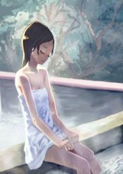 Rule 34 | bare shoulders, closed eyes, highres, original, petite, shoujo a, sitting, tagme, upper body, wet