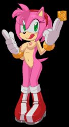 Rule 34 | 1girl, amy rose, animal ears, animal nose, between fingers, black background, body fur, boots, breasts, cleft of venus, closed mouth, condom, condom wrapper, english text, female focus, finger gun, full body, furry, furry female, gloves, green eyes, hairband, hands up, happy, holding, holding condom, jaggy lines, knee boots, legs together, licking lips, looking at viewer, medium breasts, navel, nipples, nude, oekaki, pigeon-toed, pink fur, pink hair, pussy, red footwear, red hairband, rockthebull, short hair, sidelocks, sideways mouth, simple background, smile, solo, sonic (series), standing, stomach, thighs, tongue, tongue out, uncensored, white gloves, wide-eyed