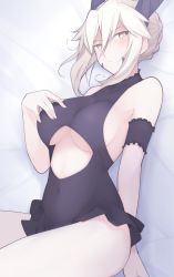 Rule 34 | 1girl, adapted costume, alternate costume, arm behind back, arm garter, artoria pendragon (all), artoria pendragon (fate), artoria pendragon (lancer alter) (fate), bad id, bad pixiv id, bare shoulders, black one-piece swimsuit, blonde hair, blush, breasts, casual one-piece swimsuit, clothing cutout, covered navel, dutch angle, expressionless, fate/grand order, fate (series), frills, hair between eyes, hand on own chest, headgear, large breasts, looking at viewer, lying, mobu, on back, one-piece swimsuit, saber (fate), saber alter, short hair, sidelocks, solo, swimsuit, thighs, tsurime, underboob, underboob cutout, yellow eyes