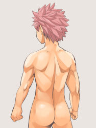 Rule 34 | 1boy, ass, fairy tail, looking away, male focus, muscular, natsu dragneel, nude, pink hair, solo, torakichi (ebitendon)