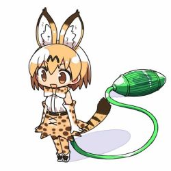 Rule 34 | 10s, 1girl, animal ears, blonde hair, bow, cat ears, cat tail, gloves, kanikama, kemono friends, lowres, open mouth, serval (kemono friends), serval print, serval tail, short hair, smile, tail