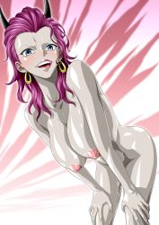 Rule 34 | 1girl, absurdres, breasts, completely nude, ginrummy, highres, large breasts, long hair, nel-zel formula, nude, one piece, purple hair, pussy juice, shiny skin, wide hips
