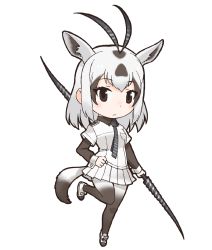 Rule 34 | 1girl, animal costume, animal ear fluff, animal ears, arabian oryx (kemono friends), highres, kemono friends, looking at viewer, official art, solo, standing, tachi-e, tail, transparent background, yoshizaki mine