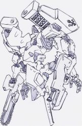 Rule 34 | armored core, chainsaw, chibi, from software, gun, mecha, robot, scan, weapon