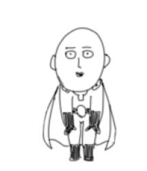 Rule 34 | 1boy, animated, animated gif, bald, cape, dancing, gloves, lowres, male focus, monochrome, one-punch man, saitama (one-punch man), smile, solo