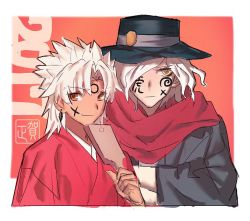 Rule 34 | 2boys, amakusa shirou (fate), cross, cross necklace, dark skin, dark-skinned male, edmond dantes (fate), fate/apocrypha, fate/grand order, fate (series), japanese clothes, jewelry, kimono, multiple boys, necklace, short hair, white hair, yellow eyes