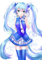 Rule 34 | 1girl, absurdres, aqua eyes, aqua hair, bottle, bottle to cheek, can to cheek, detached sleeves, hatsune miku, highres, holding, holding bottle, long hair, looking at viewer, plastic bottle, pocari sweat, product placement, smile, solo, thighhighs, twintails, very long hair, vocaloid, water bottle, yurari yuhira, zettai ryouiki
