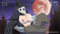 Rule 34 | 1girl, animated, animated gif, bloodborne, brainsucker, breast milking, breast sucking, breasts, eileen the crow, grabbing, hinca-p, large breasts, mask, masked, monster, nipples