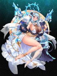 Rule 34 | blue hair, breasts, elf, large breasts, pointy ears, project qt, qtenka, thick thighs, thighs, una (project qt)