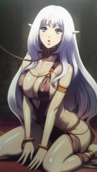 Rule 34 | 10s, 1girl, annelotte, breasts, eiwa, large breasts, long hair, pointy ears, queen&#039;s blade, queen&#039;s blade rebellion, queen&#039;s blade vanquished queens, sitting, white hair