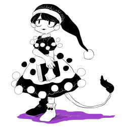 Rule 34 | 1girl, :3, bad id, bad pixiv id, book, doremy sweet, dress, female focus, full body, furukawa (yomawari), hat, monochrome, nightcap, no nose, open mouth, pom pom (clothes), solo, spot color, tail, tapir tail, touhou, white background