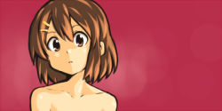 Rule 34 | 1girl, brown hair, collarbone, completely nude, hair ornament, hairclip, hamao, hirasawa yui, k-on!, nude, solo, upper body
