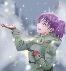 Rule 34 | 1girl, gloves, highres, kazuno leah, long sleeves, love live!, love live! sunshine!!, nonaka kokoro, purple hair, short twintails, solo, twintails, winter clothes