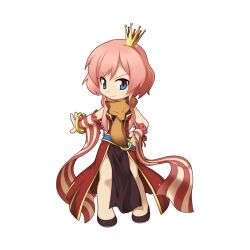 Rule 34 | 1girl, animal, animal around neck, bangle, blue eyes, bracelet, breasts, chibi, closed mouth, contrapposto, crown, detached sleeves, dress, fox, full body, hair between eyes, hand on own hip, heel up, high heels, jewelry, medium bangs, medium breasts, official art, pelvic curtain, pink hair, professor (ragnarok online), ragnarok online, red dress, red sleeves, short hair with long locks, simple background, sleeveless, sleeveless dress, smile, solo, standing, striped sleeves, tachi-e, transparent background, v-shaped eyebrows, yellow sleeves, yuichirou