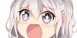 Rule 34 | + +, 10s, 1girl, blue eyes, close-up, kantai collection, kashima (kancolle), long hair, looking at viewer, nahaki, no nose, open mouth, portrait, silver hair, simple background, sin-poi, solo, sparkling eyes, twintails, wavy hair, white background