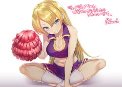 Rule 34 | absurdres, alternate costume, alternate hairstyle, breasts, check commentary, cheerleader, cleavage, commentary request, formation girls, highres, j j smith, pokachu, pom pom (cheerleading), socks, translated, white socks
