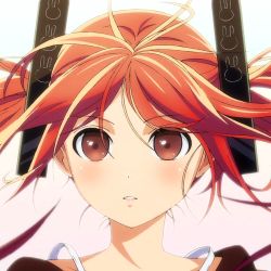 Rule 34 | 10s, 1girl, aihara enju, black bullet, official art, portrait, red eyes, red hair, solo, twintails