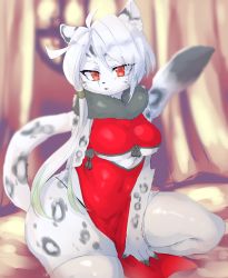 Rule 34 | 1girl, chinese clothes, furry, furry female, highres, htg (htg92), open mouth, red eyes, short hair, solo, white hair