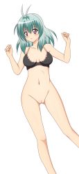 Rule 34 | 1girl, absurdres, blush, bottomless, breasts, cleft of venus, green hair, highres, legs, long hair, nude filter, pussy, run elsie jewelria, solo, thighs, third-party edit, to love-ru, uncensored