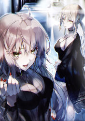 Rule 34 | 2girls, ahoge, artoria pendragon (all), artoria pendragon (fate), bad id, bad pixiv id, black bra, black jacket, black tank top, blonde hair, bra, breasts, car, choker, cleavage, commentary request, fate/grand order, fate (series), hair between eyes, headlight, highres, jacket, jeanne d&#039;arc (fate), jeanne d&#039;arc alter (avenger) (fate), jeanne d&#039;arc alter (fate), jewelry, large breasts, long hair, looking at viewer, motor vehicle, multiple girls, nail polish, necklace, open mouth, ponytail, red nails, saber alter, see-through, silver hair, standing, tank top, underwear, utayoi (umakatare), very long hair, yellow eyes