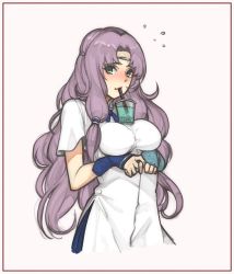 Rule 34 | 1girl, blush, bubble tea, bubble tea challenge, circlet, cup, disposable cup, drinking, drinking straw, fire emblem, fire emblem: the blazing blade, florina (fire emblem), green eyes, highres, long hair, nintendo, purple hair, ritence, short sleeves, simple background, solo, upper body, white background
