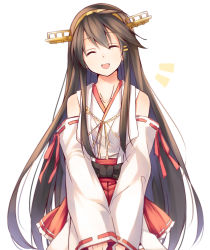 Rule 34 | 10s, 1girl, black hair, detached sleeves, hairband, haruna (kancolle), highres, japanese clothes, kantai collection, leyte, long hair, nontraditional miko, smile, very long hair