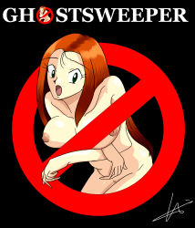 Rule 34 | 1girl, breasts, ghost sweeper mikami, ghostbusters, highres, mikami reiko, nipples, nude, parody, simple background, tagme