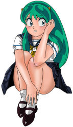 Rule 34 | blush, green hair, horns, legs, long hair, lum, oni, school uniform, skirt, tagme, urusei yatsura