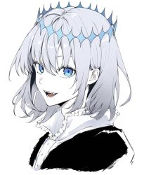 Rule 34 | 1boy, blue eyes, crown, fate/grand order, fate (series), gongthreeone, grey hair, highres, looking at viewer, male focus, oberon (fate), oberon (third ascension) (fate), short hair, simple background, solo, spoilers, upper body, white background