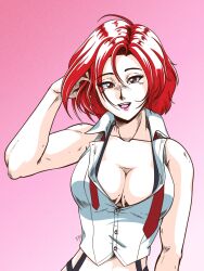 Rule 34 | 1girl, breasts, cleavage, large breasts, red hair, snk, tedbob84, the king of fighters, vanessa (kof)