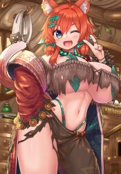 Rule 34 | animal ears, breasts, chiroshiron, fang, highres, large breasts, open mouth, orange hair, original, short hair, solo