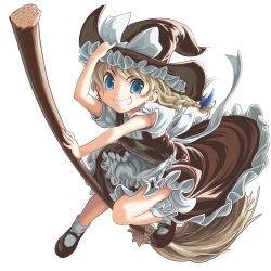 Rule 34 | 1girl, absurdres, blonde hair, blue eyes, braid, broom, broom riding, female focus, full body, hand on headwear, hat, highres, kirisame marisa, pinky out, short hair, solo, touhou, transparent background, witch, witch hat, yasu sakana