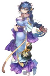 Rule 34 | 1girl, amazuyu tatsuki, animal ears, aquaplus, blue eyes, blue hair, bottle, braid, breasts, chain, collar, food, hair between eyes, hair ornament, highres, holding, holding food, japanese clothes, jug (bottle), karulau, large breasts, long hair, looking at viewer, official art, open mouth, sake bottle, smile, socks, tail, teeth, transparent background, utawarerumono, utawarerumono: itsuwari no kamen, utawarerumono: lost flag