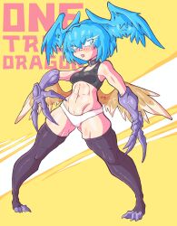 Rule 34 | 1girl, absurdres, claws, digimon, digimon (creature), female focus, full body, highres, looking at viewer, short hair, shutumon, solo, standing, wings
