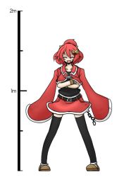 Rule 34 | ^ ^, belt, chain, closed eyes, crossed arms, closed eyes, fang, full body, hair ornament, height chart, horns, jacket, jacket on shoulders, pixiv fantasia, pixiv fantasia 5, red hair, skirt, solo, thighhighs, transparent background, yanagi (nurikoboshi), zettai ryouiki