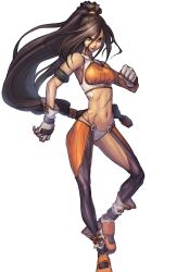 Rule 34 | 00s, 1girl, bandaid, boots, brown hair, dungeon and fighter, fighter (dungeon and fighter), fingerless gloves, gloves, highres, long hair, solo, thighhighs, thong, very long hair