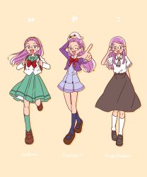 Rule 34 | 1girl, belt, digimon, happy, highres, inoue miyako, purple hair, pururumon, ribbon, skirt, smile, solo