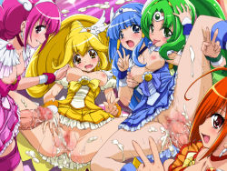 Rule 34 | 10s, 5girls, :p, after vaginal, aftersex, ahoge, aoki reika, blonde hair, blue eyes, blue hair, blue skirt, blush, bow, breasts, censored, choker, cleavage, cum, cum in pussy, cure beauty, cure happy, cure march, cure peace, cure sunny, double v, fingernails, futa with female, futanari, green eyes, green hair, group sex, hair flaps, hino akane (smile precure!), hoshizora miyuki, kise yayoi, lolita channel, long hair, looking at viewer, looking back, medium breasts, midorikawa nao, mosaic censoring, multiple girls, multiple penises, nipple stimulation, nipple tweak, nipples, no panties, non-web source, open mouth, penis, pink eyes, pink hair, pink shorts, pink skirt, ponytail, precure, pussy, red eyes, red hair, saliva, saliva trail, sex, shorts, skirt, smile, smile precure!, spread legs, takahama, tears, tongue, tongue out, underboob, v, vaginal, veins, veiny penis, very long hair, yellow bow, yellow eyes, yellow skirt