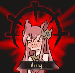 Rule 34 | &gt; &lt;, 1girl, affliction (darkest dungeon), animal ears, anthuria, bare shoulders, blush, darkest dungeon, dress, english text, erune, full-face blush, granblue fantasy, highres, long hair, lyrinne, open mouth, red dress, red hair, sidelocks, sketch, solo