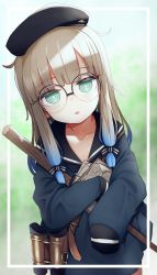 Rule 34 | 1boy, :o, beret, black bow, bow, brown hair, captain nemo (fate), dress, fate/grand order, fate (series), glasses, gradient hair, green eyes, hat, highres, holding, izuoku, long hair, long sleeves, mole, mole under eye, multicolored hair, nemo (fate), open mouth, other focus, professor nemo (fate), round eyewear, sailor collar, sailor dress, solo, trap