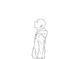 Rule 34 | 1boy, blank stare, comic, dokkoi shoo, greyscale, hood, hoodie, looking up, male focus, monochrome, one-punch man, saitama (one-punch man)