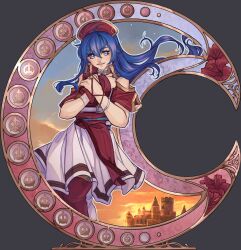 Rule 34 | 1girl, absurdres, bare shoulders, blue eyes, blue hair, crossed arms, fire emblem, fire emblem: the binding blade, highres, iaurencin, lilina (fire emblem), lips, long hair, looking at viewer, nintendo, smile, solo