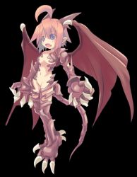 Rule 34 | 1girl, ahoge, blue eyes, born freaks!, claws, dragon girl, game cg, red hair, simple background, solo, tail, uracil, wings