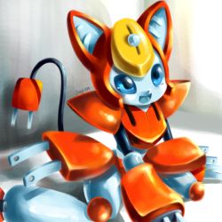 Rule 34 | :d, animal ears, artrica, bad id, bad pixiv id, cable, cable tail, cat ears, electric plug, mechanical tail, medarot, non-humanoid robot, open mouth, peppercat, robot, smile, tail