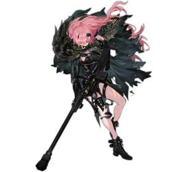Rule 34 | 1girl, anti-materiel rifle, bipod, black footwear, black gloves, black leotard, boot straps, boots, breasts, camouflage, camouflage cloak, cape, cloak, covered mouth, damaged, denel land systems, full body, girls&#039; frontline, gloves, grey jacket, gun, handgun, headgear, holding, holding gun, holding weapon, holster, holstered, hood, hood down, hooded cloak, jacket, leotard, long hair, looking at viewer, mod3 (girls&#039; frontline), ntw-20, ntw-20 (girls&#039; frontline), ntw-20 (mod3) (girls&#039; frontline), official alternate costume, official art, one eye closed, pink eyes, pink hair, pistol, ran (bukeranwu), rifle, scope, skindentation, sniper rifle, solo, thigh holster, thighs, torn clothes, transparent background, very long hair, weapon, wind, wrist straps