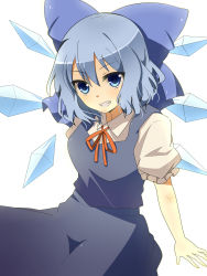 Rule 34 | 1girl, absurdres, bad id, bad pixiv id, blue eyes, blue hair, breasts, cirno, fairy, female focus, furumun, highres, ice, matching hair/eyes, short hair, solo, embodiment of scarlet devil, touhou, white background, wings