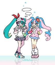 Rule 34 | artsy vii, creatures (company), fairy miku (project voltage), game freak, hatsune miku, highres, long hair, nintendo, open mouth, poke ball, poke ball (basic), pokemon, project voltage, psychic miku (project voltage), simple background, twintails, very long hair, vocaloid, white background